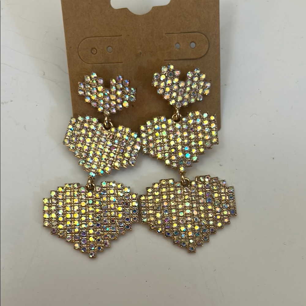 Gold Heart Dangle Earrings